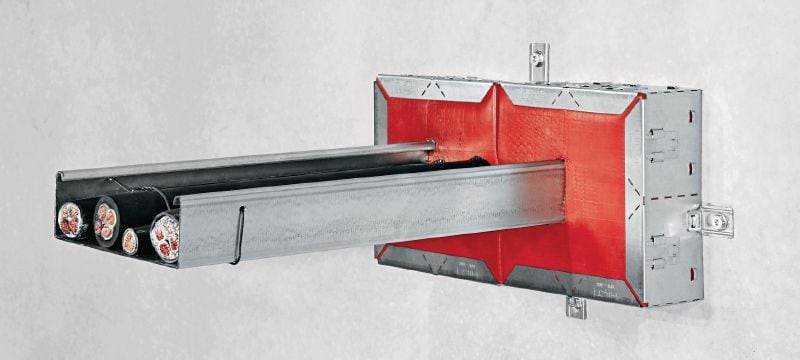CFS-RCC Firestop rectangular cable collar Solution for renovation of sealed cable-, tray- and mixed penetrations without removing existing, old firestop Applications 1