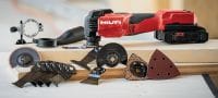 Cordless oscillating multitool SMT 6-22 Powerful cordless multitool with a StarlockMax interface, AVR and an oscillating angle of 4° Applications 5