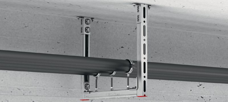 MQP-41-CP Ultimate galvanised pre-assembled rail support for fastening MQ strut channels to substructures Applications 1