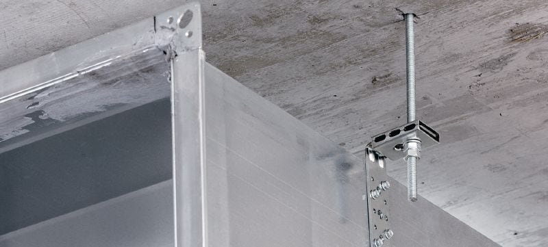 MVA-LC ventilation support Galvanised air duct bracket for fastening or hanging ventilation ducts Applications 1